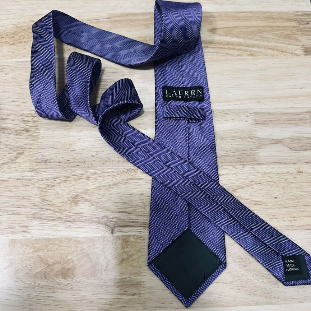 Lauren Ralph Lauren LRL Neck Tie Purple Shiny Zig Zag Stripe Going Out Office